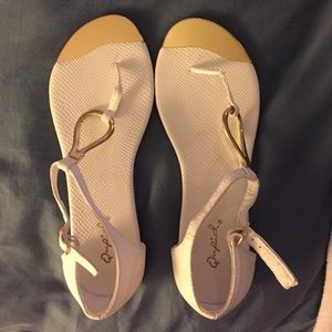 NWOT white and gold sandals