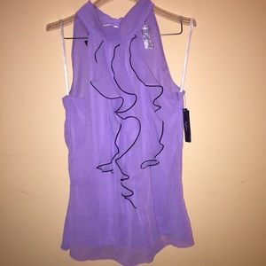 Lavender ruffled blouse