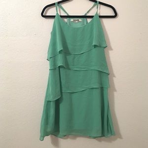 Turquoise Forever 21 spaghetti strap dress.