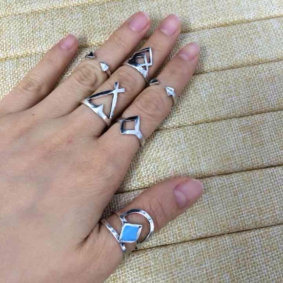 Boho silver Rings combination