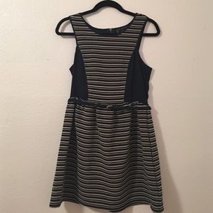 Navy blue with beige stripes dress by City Studio