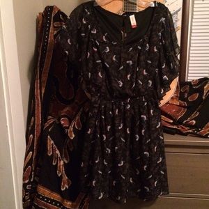 Black bird patterned dress