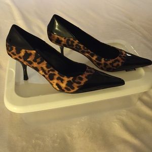 Nine West Black and Leopard Heels