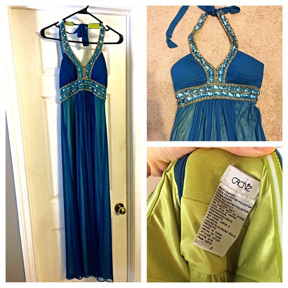 Teal rhinestone formal dress Cache size 2