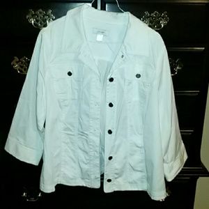 CJ Banks 3/4 length white jacket.  Women's 1X