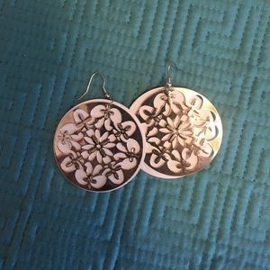 Gold and cream earrings