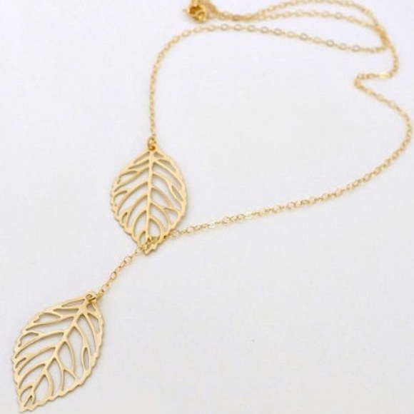 Double Leaf Pendent Necklace - Picture 2 of 2