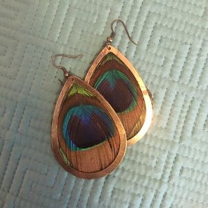 Peacock feather earrings