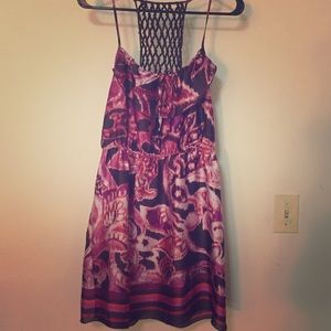 Pink Patterned Dress/Cover Up with Netted Back