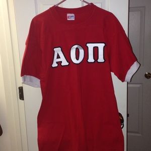 Alpha Omicron Pi stitch letter jersey