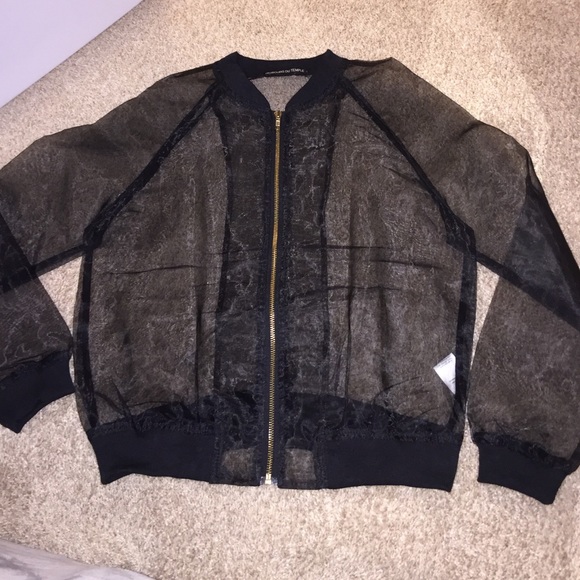 Baseball coat style sheer jacket