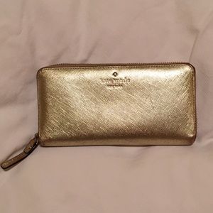Kate Spade Cedar Street Lacey Zip Wallet in Gold