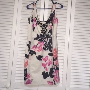 Floral shimmer dress with embellishment.