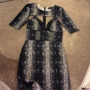 Snake print tight dress below the knee