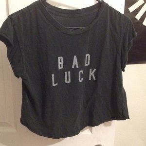 Cropped Navy Blue Graphic Tee