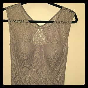 Long, lace, silver, dress