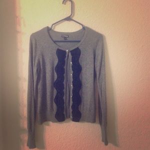Gray long sleeve cardigan with lace from Express