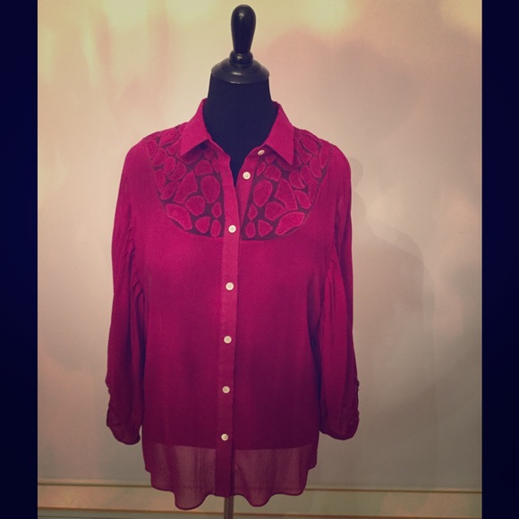 Adam Lipped Purple Sheer Blouse.