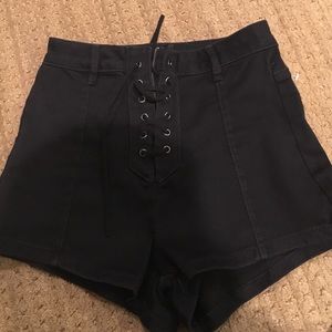 Lace up black shorts