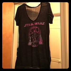 Sheer V neck Star Wars shirt.