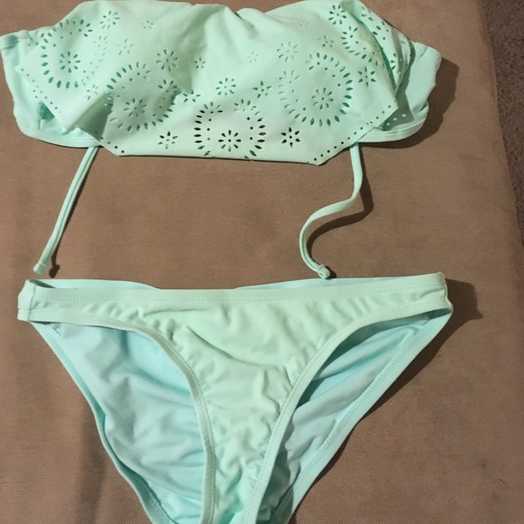 Mint green two piece swimsuit