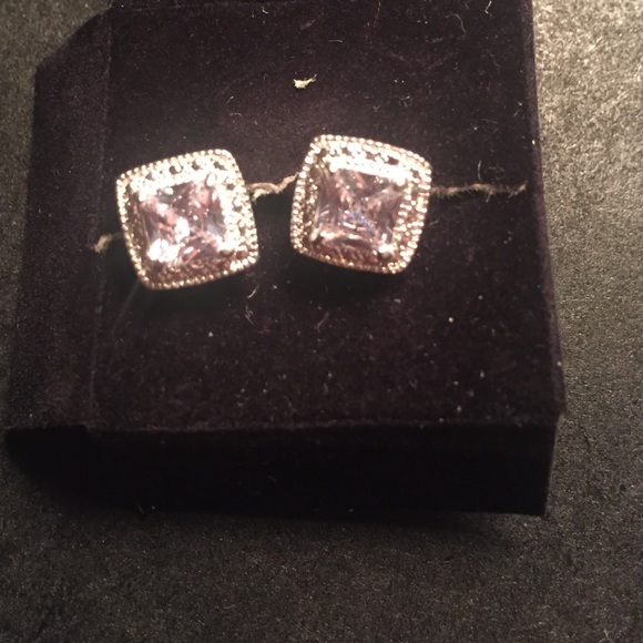 Princess cut cz earrings