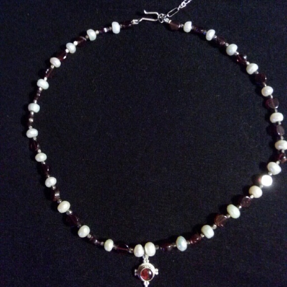 Garnets, Pearls and Sterling Silver.