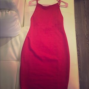 Red Spaghetti Scrap Dress