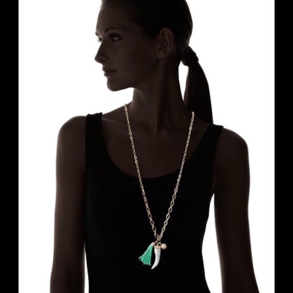 NWOT Horn & Tassel Charm Necklace - Picture 2 of 4