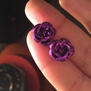 purple sparkle rose studs!!!