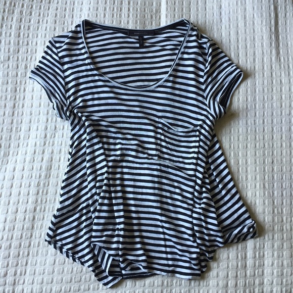 BCBG Black and white striped tee