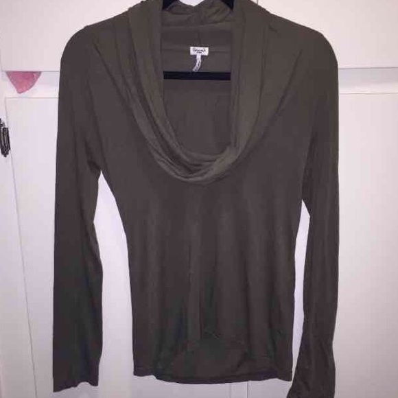 Cowl neck olive green top