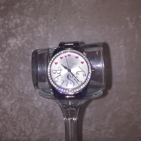 Betsey Johnson Silver Tone Heart Rose Watch
