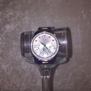 Betsey Johnson Silver Tone Heart Rose Watch