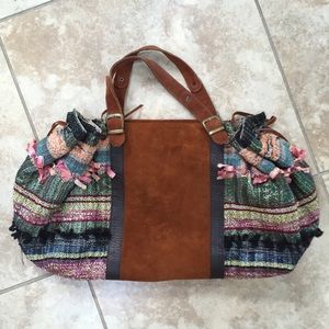 Anthropologie Joanna Louca Ribbon & Suede Handbag
