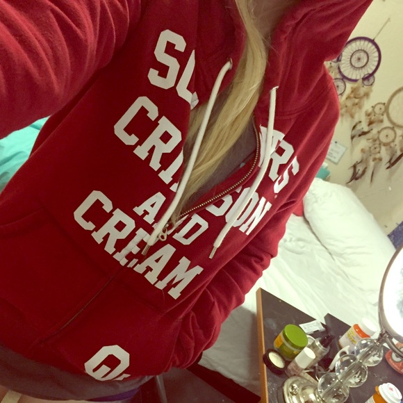 VS PINK OU Sooners Crimson & cream hoodie
