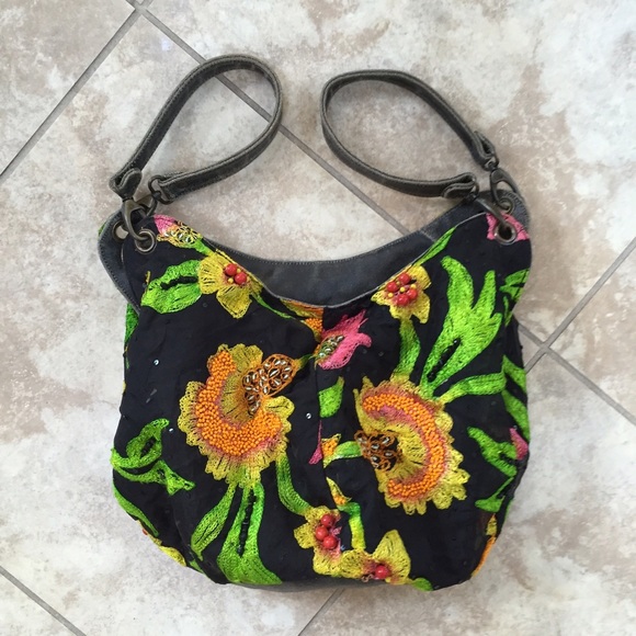 Mary Frances Beaded & Embroidered Floral Hobo Bag