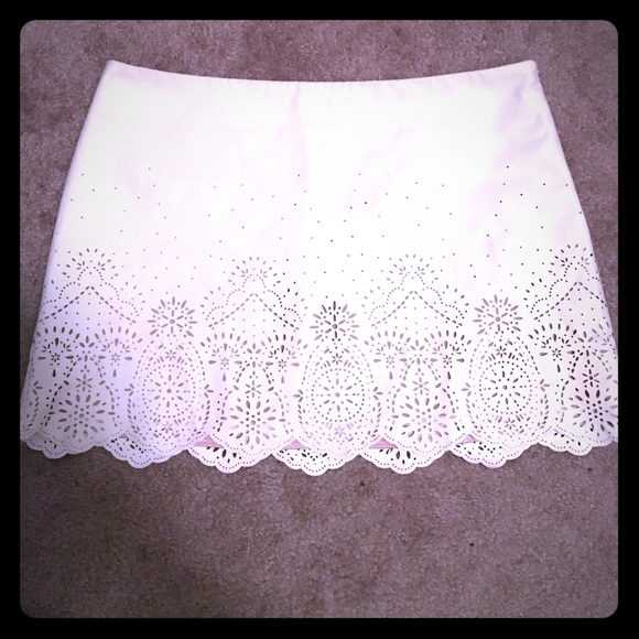 White mini skirt