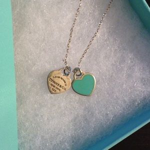 Authentic Tiffany & Co. Double Heart Tags & Chain
