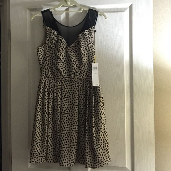 BCBG Polka Dot Sleeveless Cocktail Dress