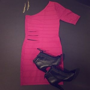 Wowcouture hot pink bodycon dress - size small.