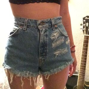 Levi High Waist Light-Medium Wash Shorts