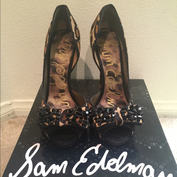 *SAM EDELMAN* leopard print bow heels - Picture 1 of 4