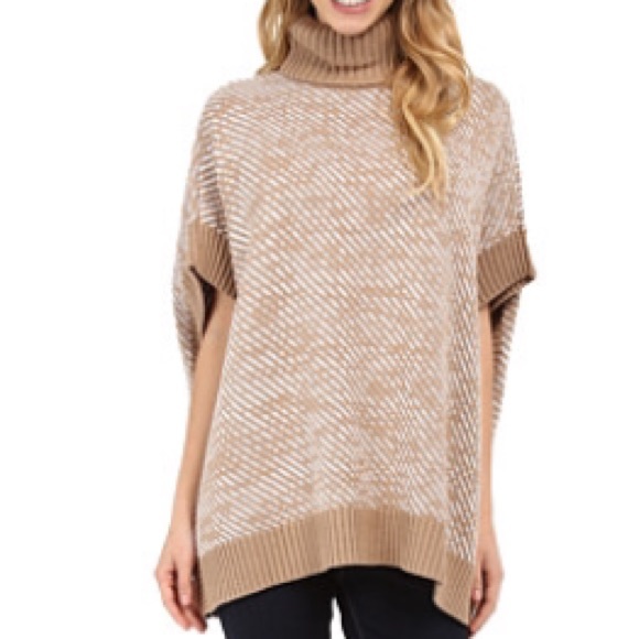 MICHAEL Michael Kors Tan & Cream Poncho Sweater - Picture 2 of 3