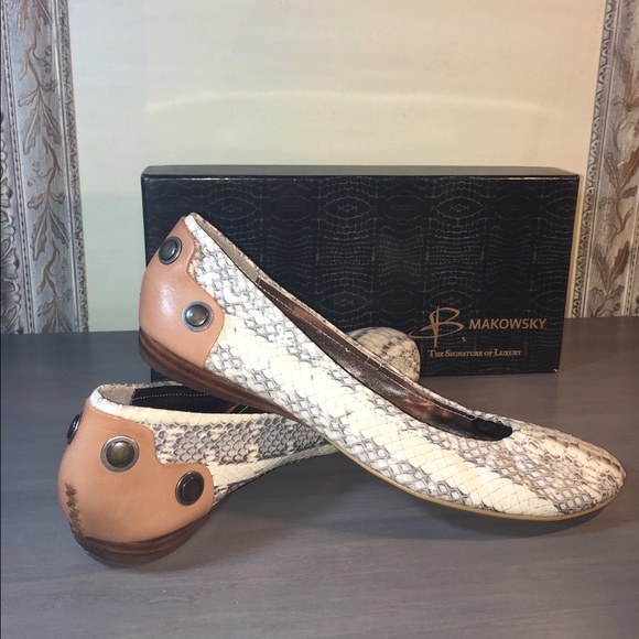b. makowsky Shoes - B. Makowsky snake-embossed leather shoes/ flats