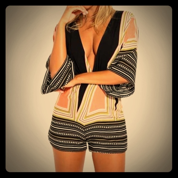 Pants - Hot Neck Deep V Jumpsuit Summer Butterfly PREORDER