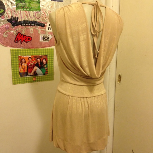 EXPRESS gold top/dress/tunic - Picture 3 of 4