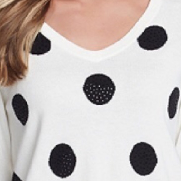 (Size M) White & Black Embellished Dot Sweater - Picture 3 of 3