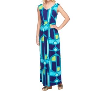 Isaac Mizrahi Mosaic Print Maxi Dress