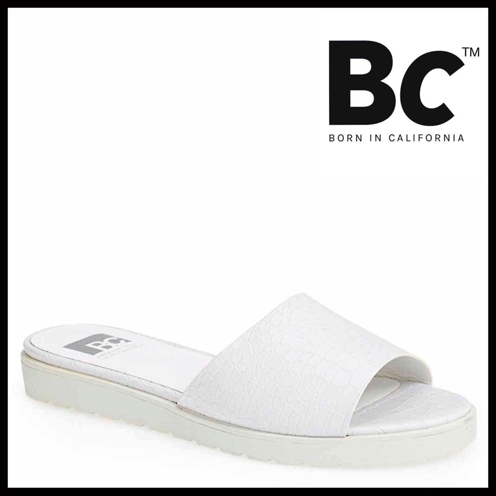 WHITE CROC EMBOSSED MULES SLIP ON SLIDES SANDALS - Picture 8 of 8